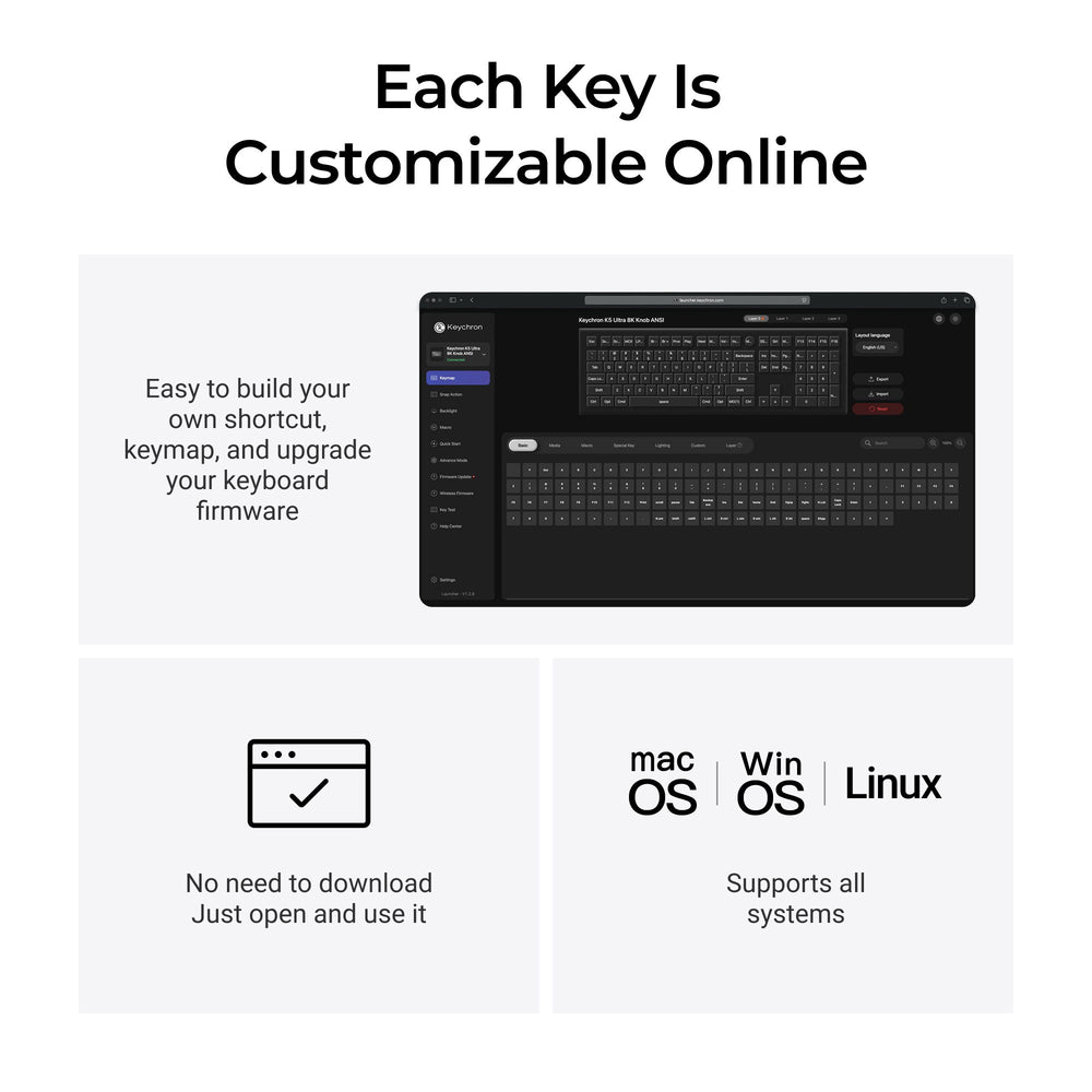 Keychron K5 Ultra 8K draadloos mechanisch maatwerktoetsenbord (US ANSI-indeling)