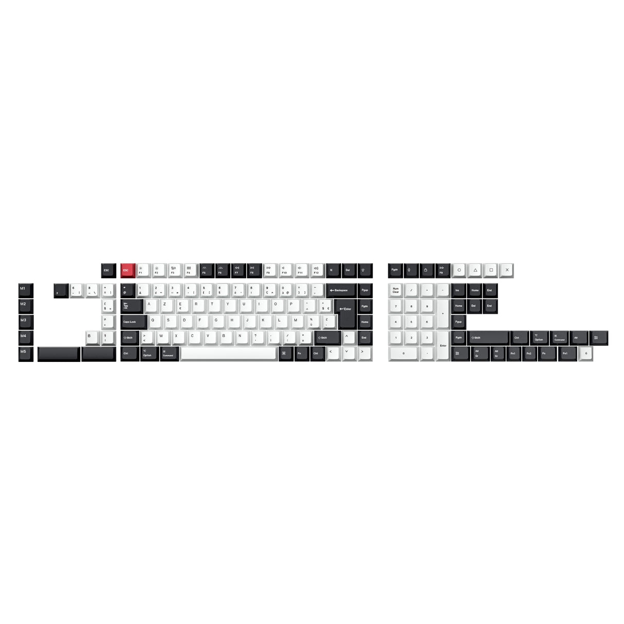 ISO Layout Profile Dye-Sub PBT Full Keycap Set - Black and White
