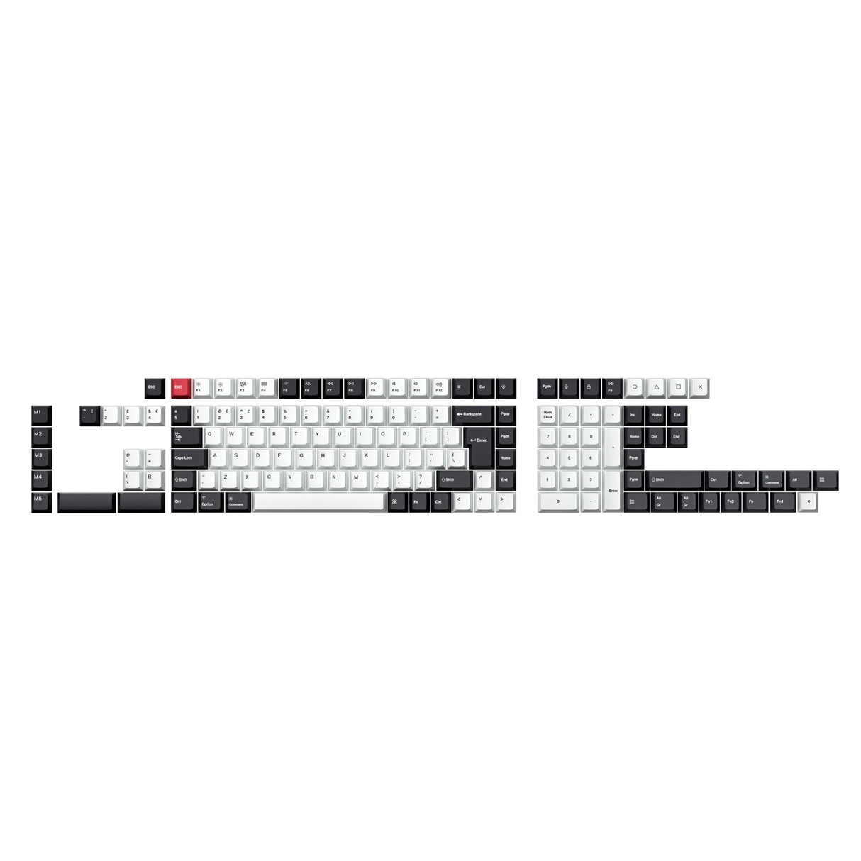 ISO Layout Profile Dye-Sub PBT Full Keycap Set - Black and White