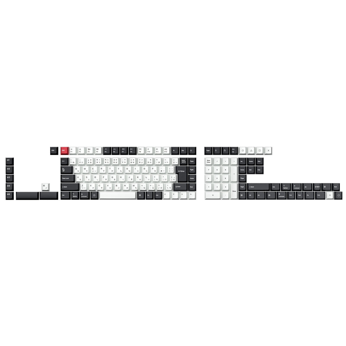ISO Layout Profile Dye-Sub PBT Full Keycap Set - Black and White