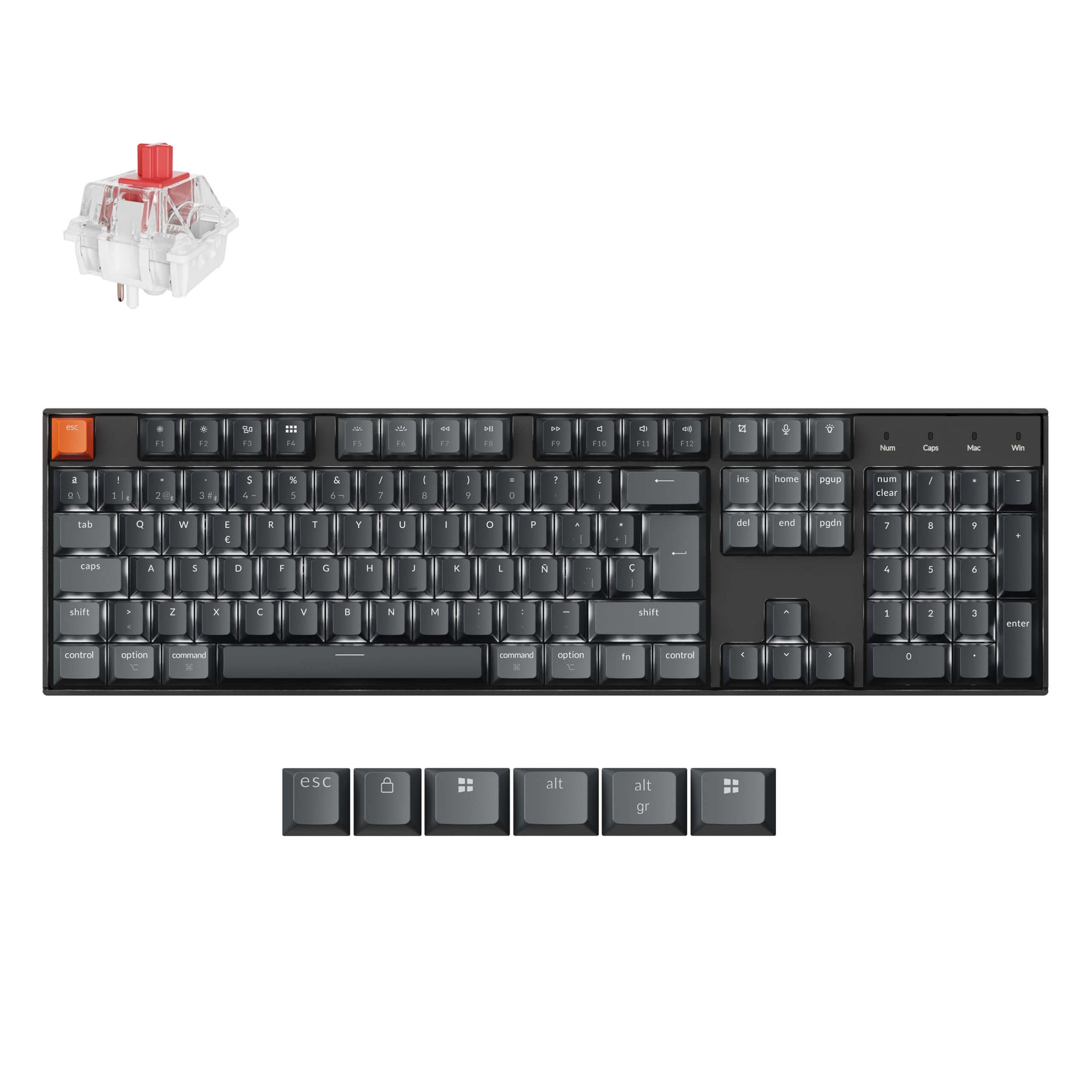 Keychron K10 QMK Draadloos Mechanisch Toetsenbord ISO-indeling - (Versie 2)