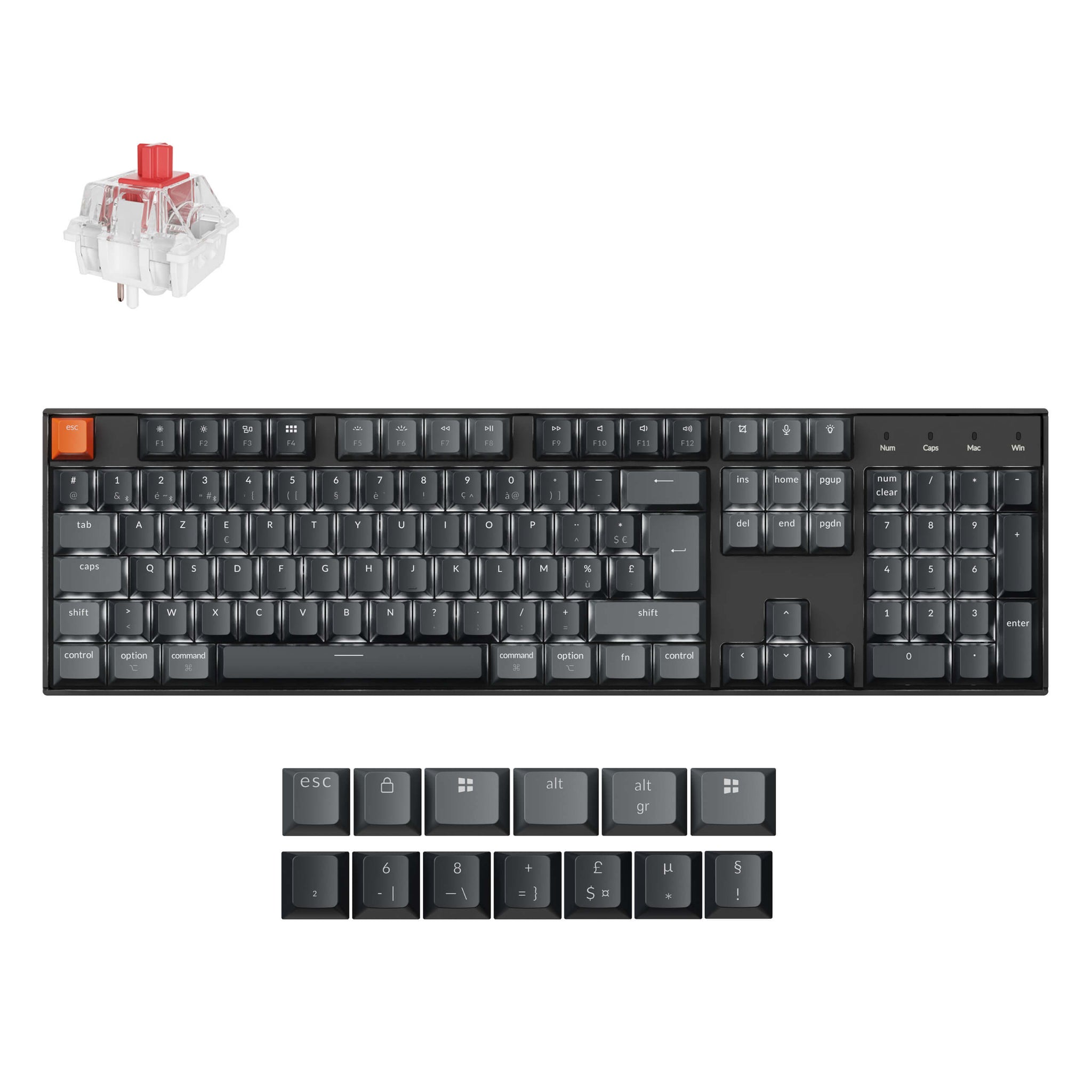 Keychron K10 QMK Draadloos Mechanisch Toetsenbord ISO-indeling - (Versie 2)
