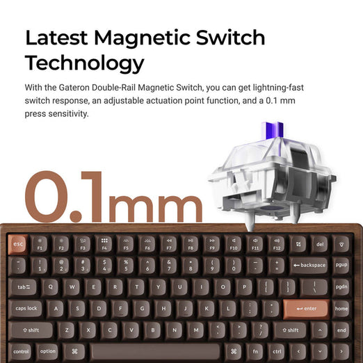 Keychron K2 HE Draadloos Magnetisch Schakeltoetsenbord - Speciale Houten Editie