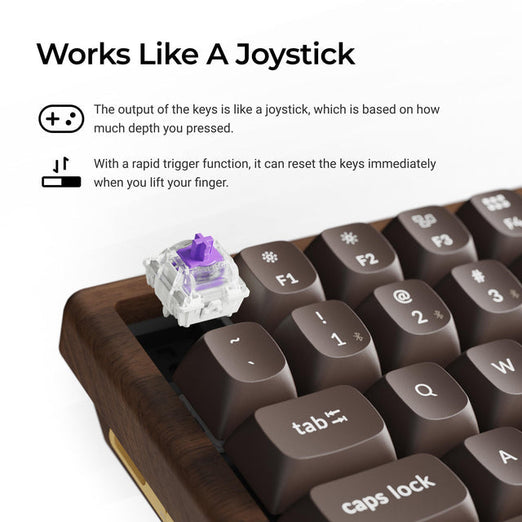 Keychron K2 HE Draadloos Magnetisch Schakeltoetsenbord - Speciale Houten Editie