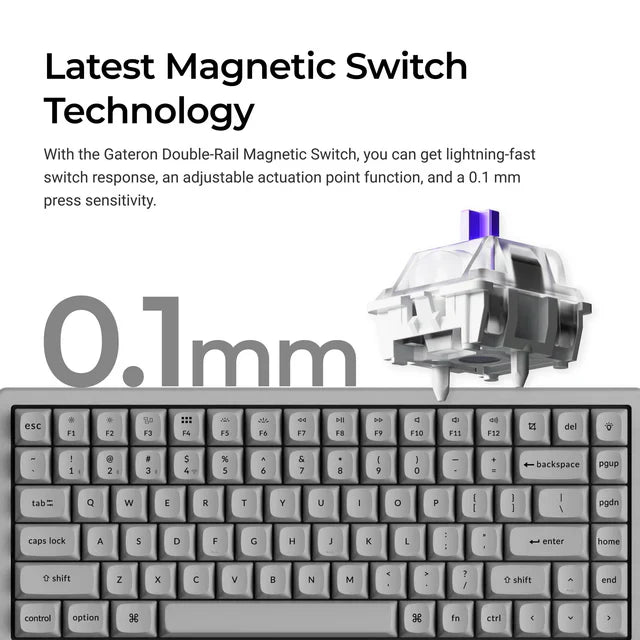 Keychron K2 HE Wireless Magnetic Switch Custom Keyboard - Concrete Edition (US ANSI Layout)