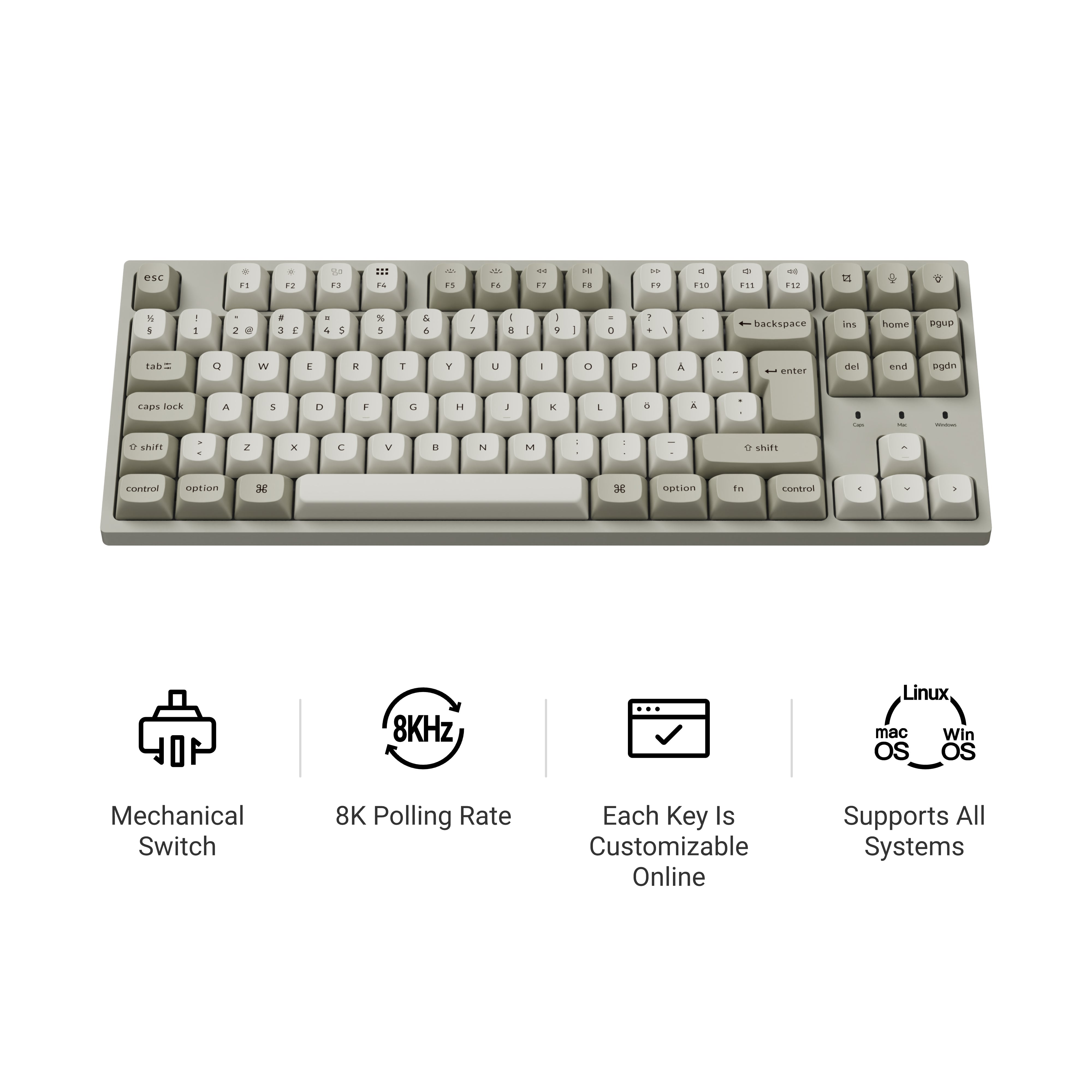 Keychron C1 Pro 8K QMK bedrade aangepaste mechanische toetsenbordcollectie, ISO-indeling