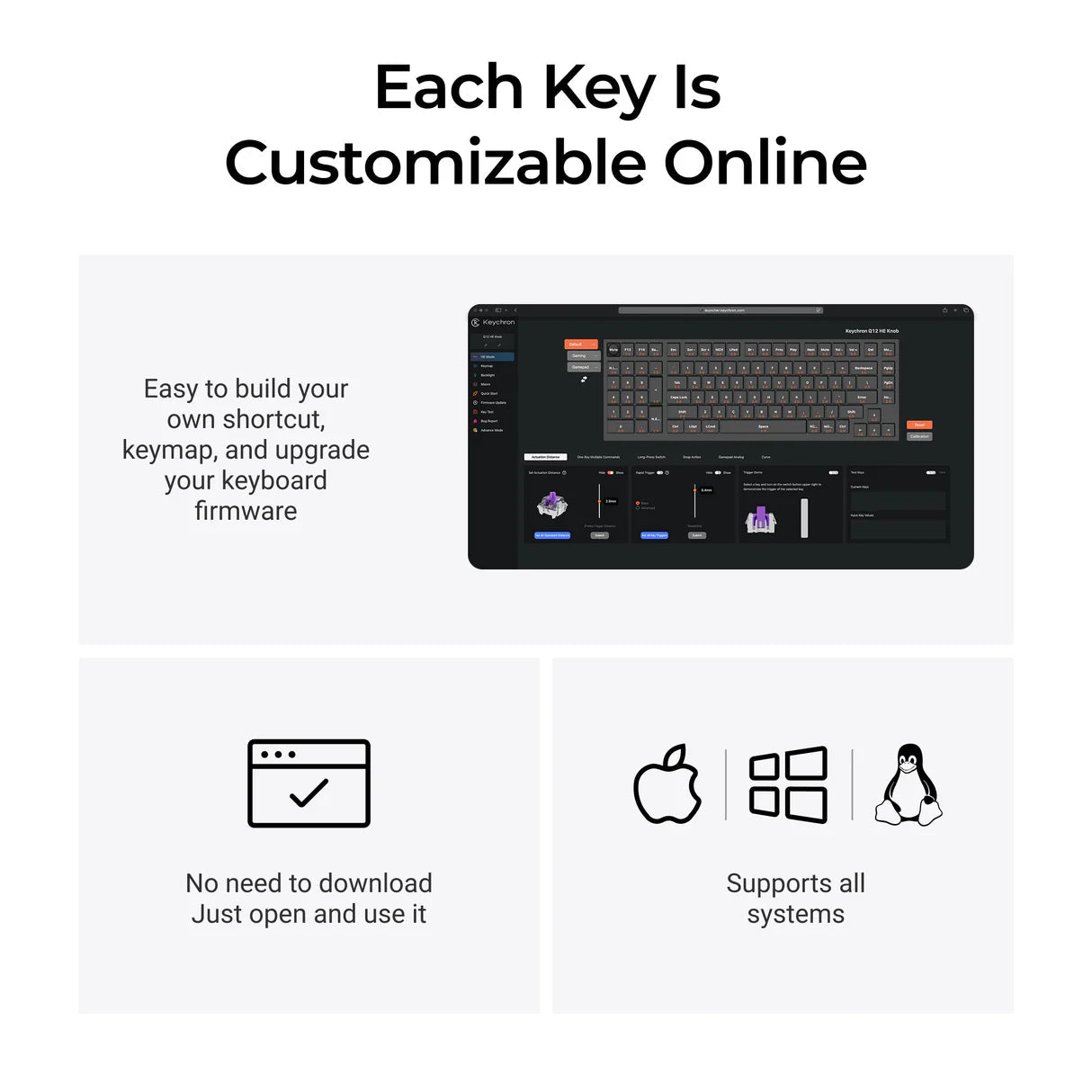 Keychron Q12 HE QMK Draadloos Aangepast Toetsenbord (US ANSI-indeling)