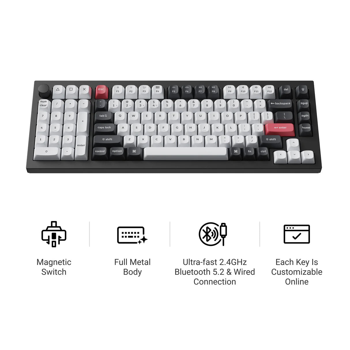 Keychron Q12 HE QMK Draadloos Aangepast Toetsenbord (US ANSI-indeling)