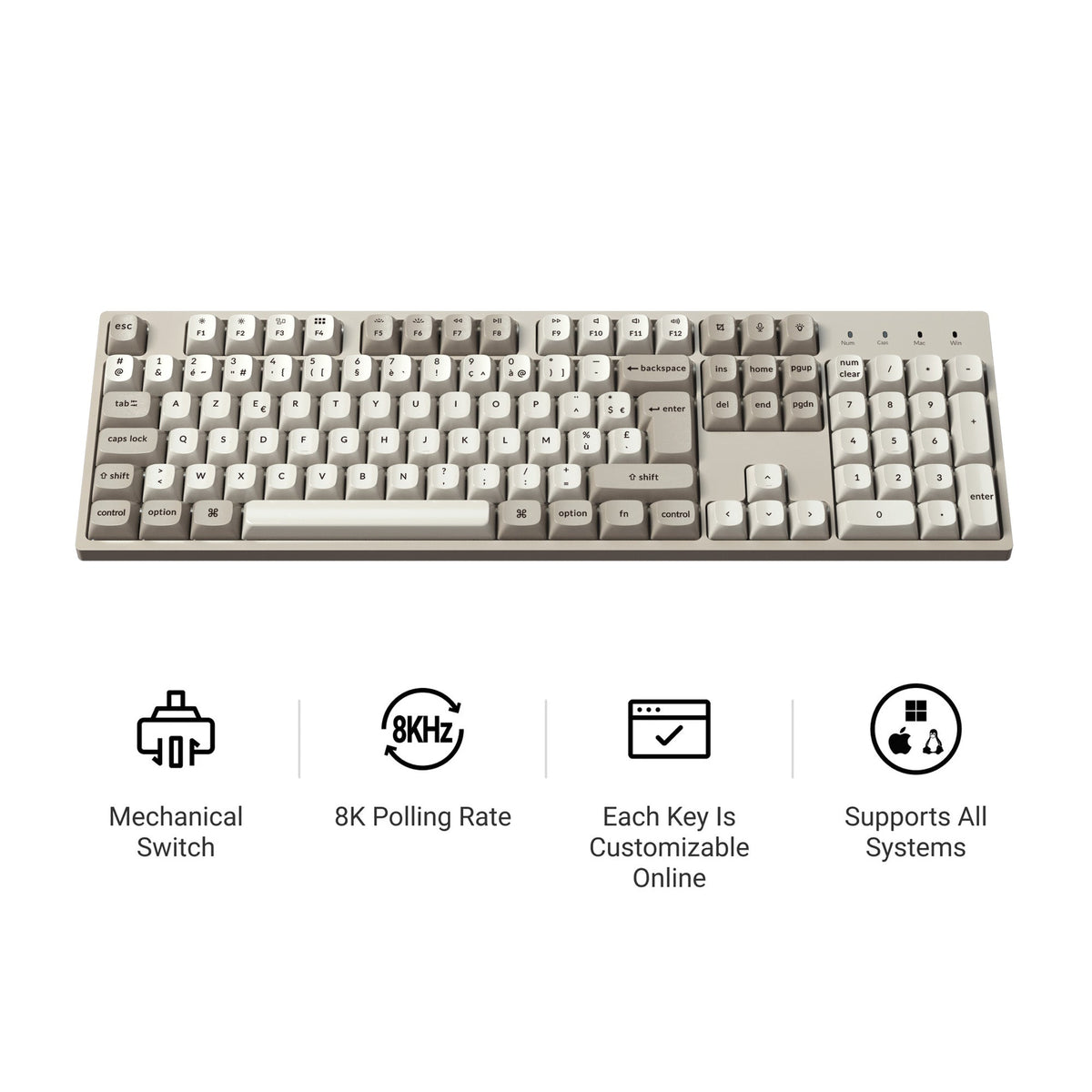 Keychron C2 Pro 8K QMK Wired Custom Mechanical Keyboard ISO Layout Col ...