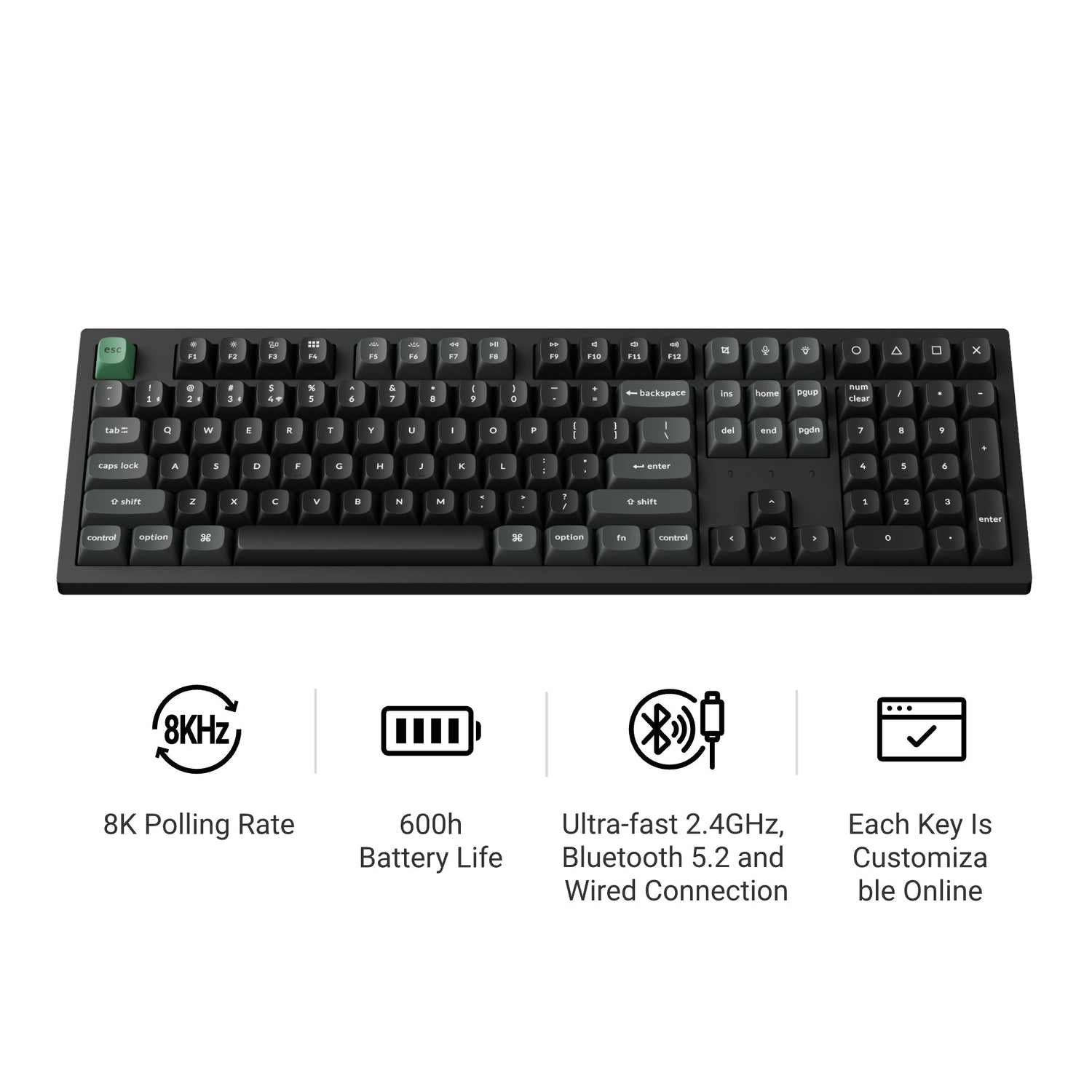 Keychron K10 Ultra 8K Wireless Custom Mechanical Keyboard (US ANSI Layout)