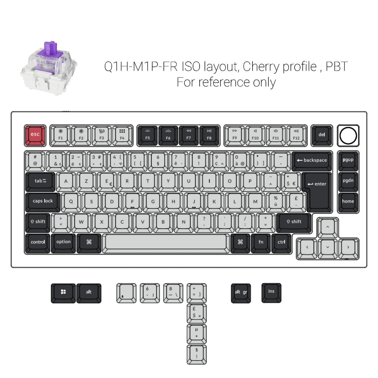 Keychron Q1 HE QMK Draadloos aangepast toetsenbord ISO-indelingscollectie