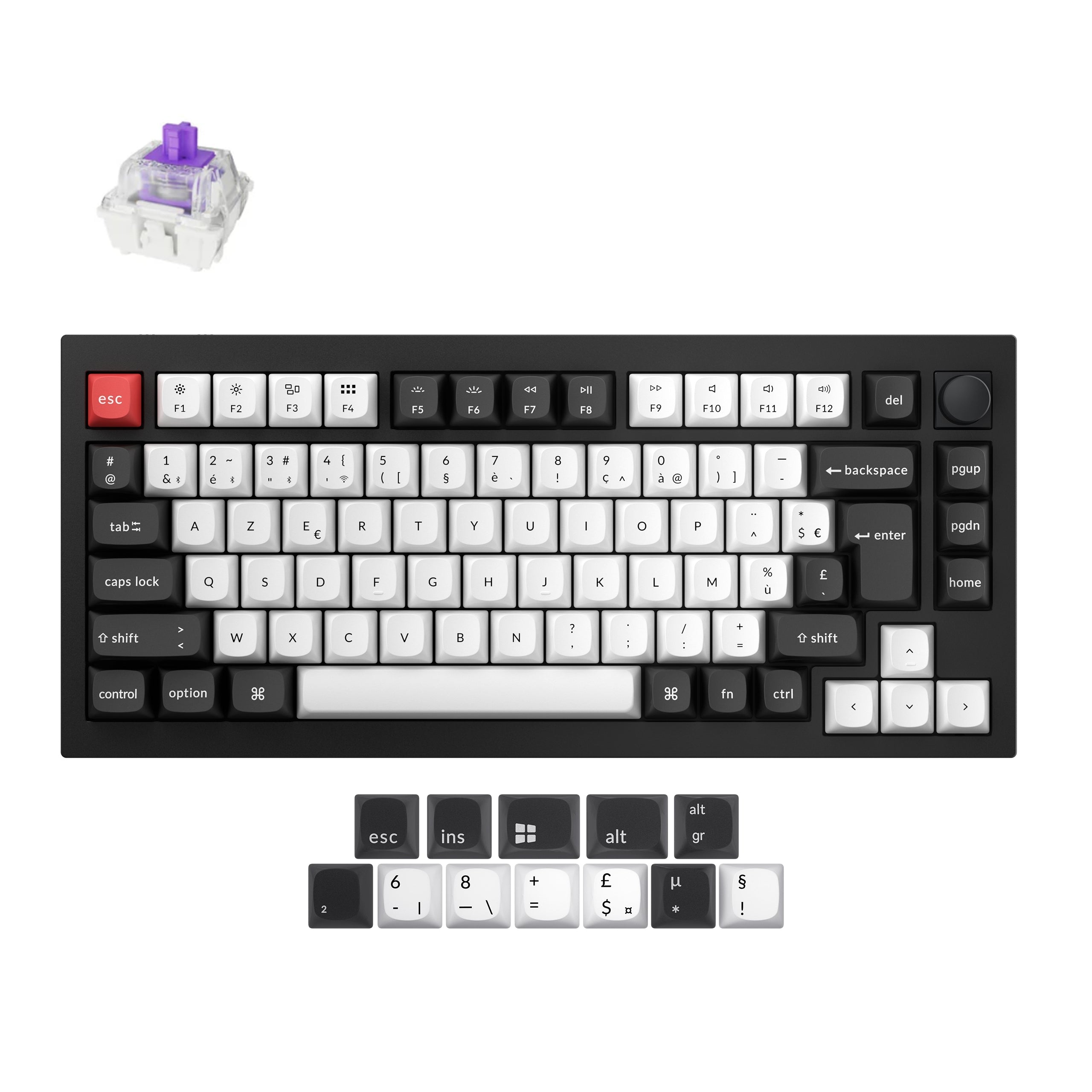 Keychron Q1 HE QMK Draadloos aangepast toetsenbord ISO-indelingscollectie
