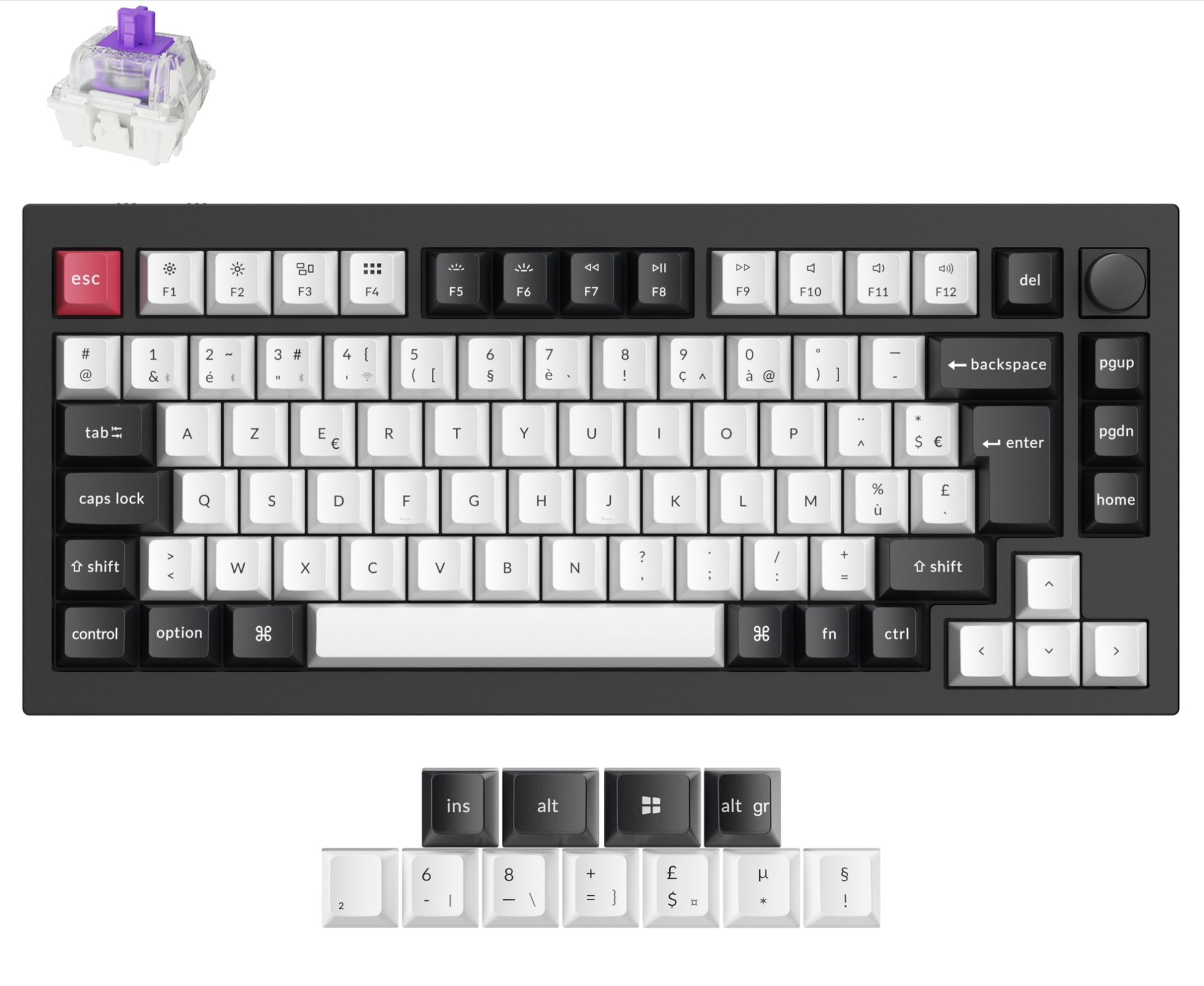 Keychron Q1 HE QMK Draadloos aangepast toetsenbord ISO-indelingscollectie