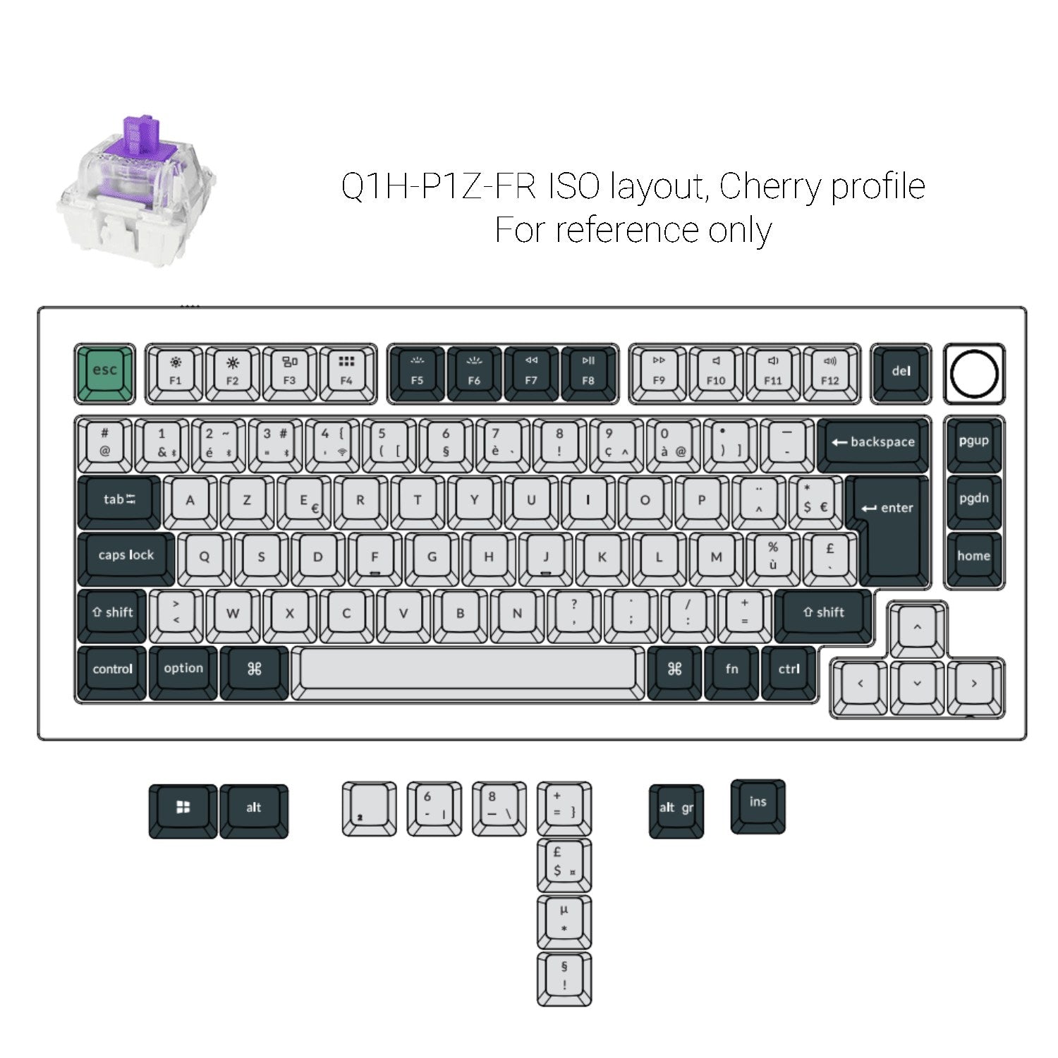 Keychron Q1 HE QMK Draadloos aangepast toetsenbord ISO-indelingscollectie