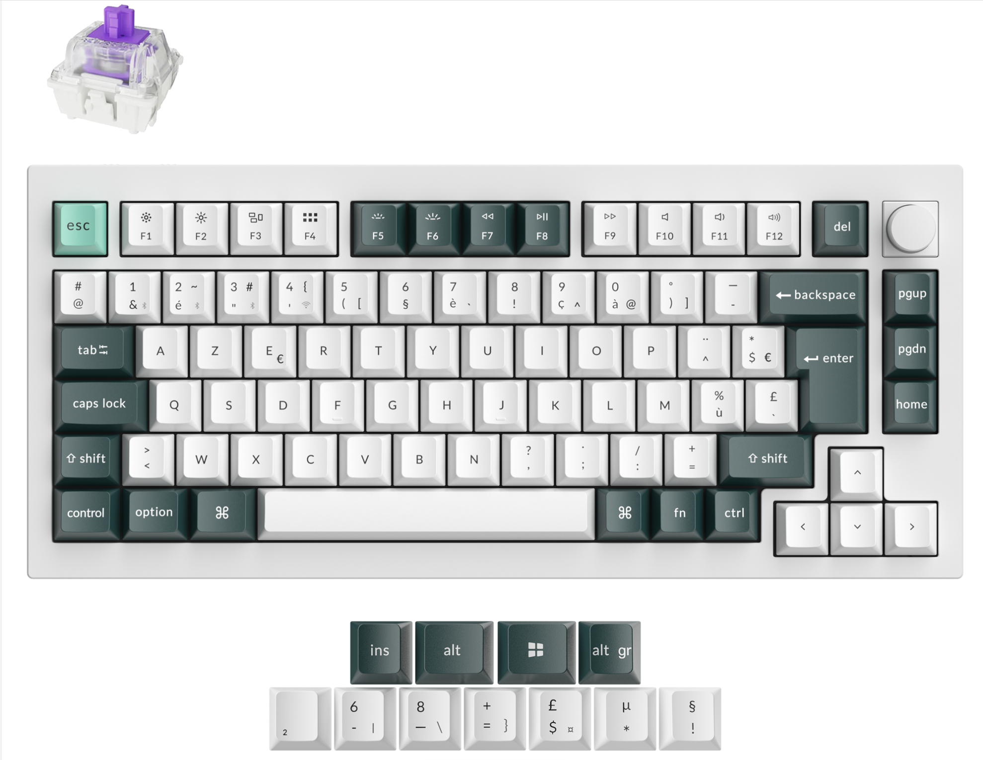 Keychron Q1 HE QMK Draadloos aangepast toetsenbord ISO-indelingscollectie