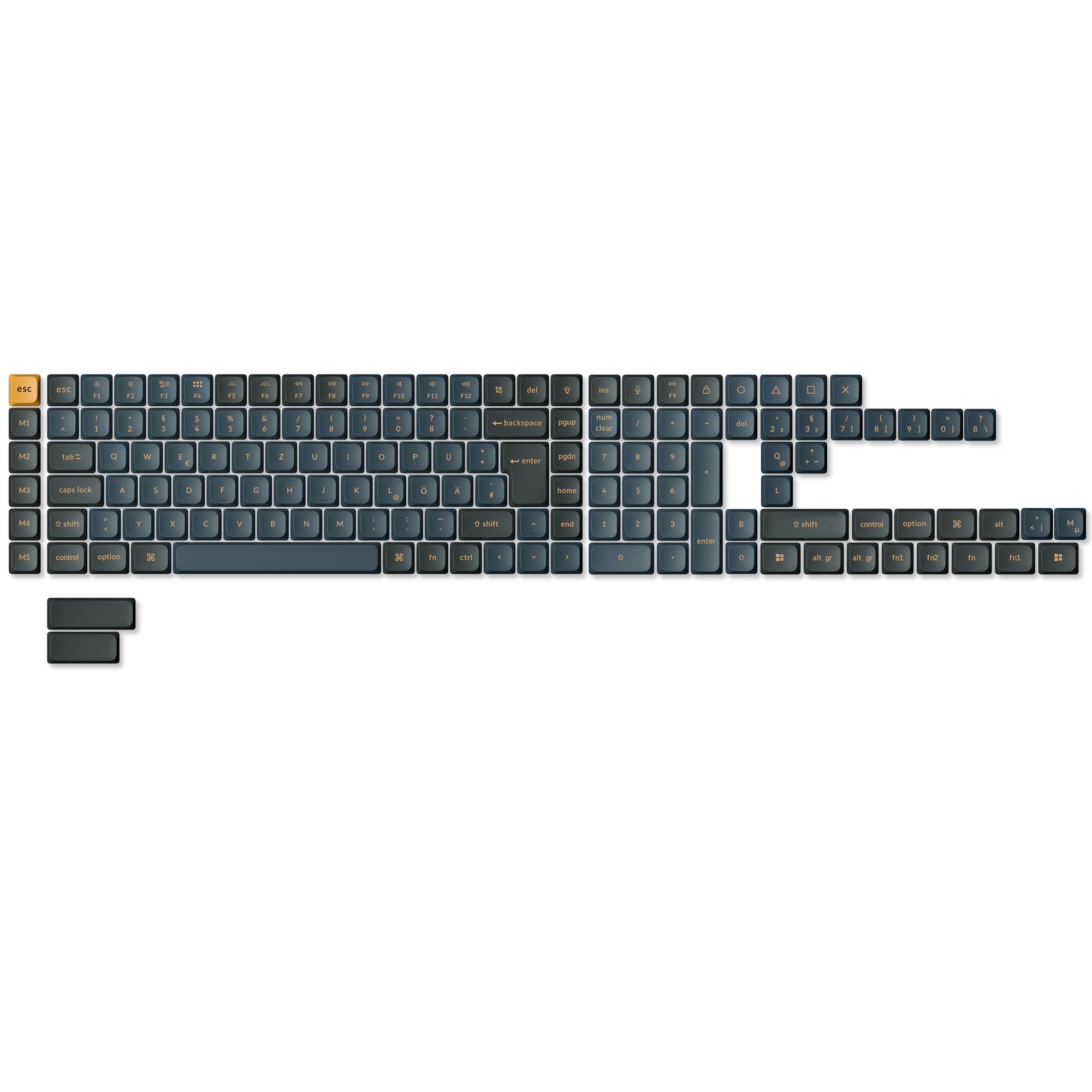 ISO-layoutset met low-profile dubbel-shot PBT LSA-keycaps