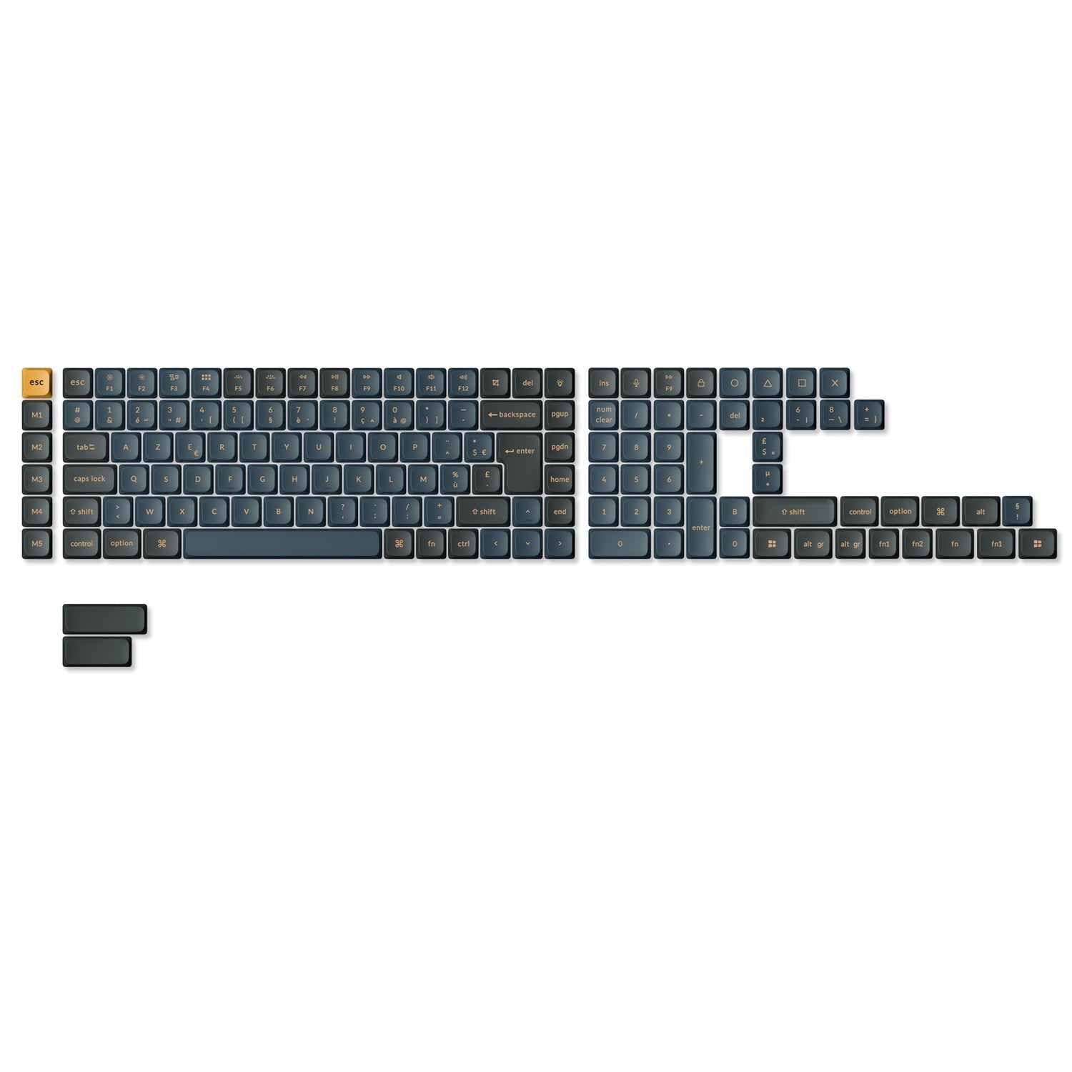 ISO-layoutset met low-profile dubbel-shot PBT LSA-keycaps