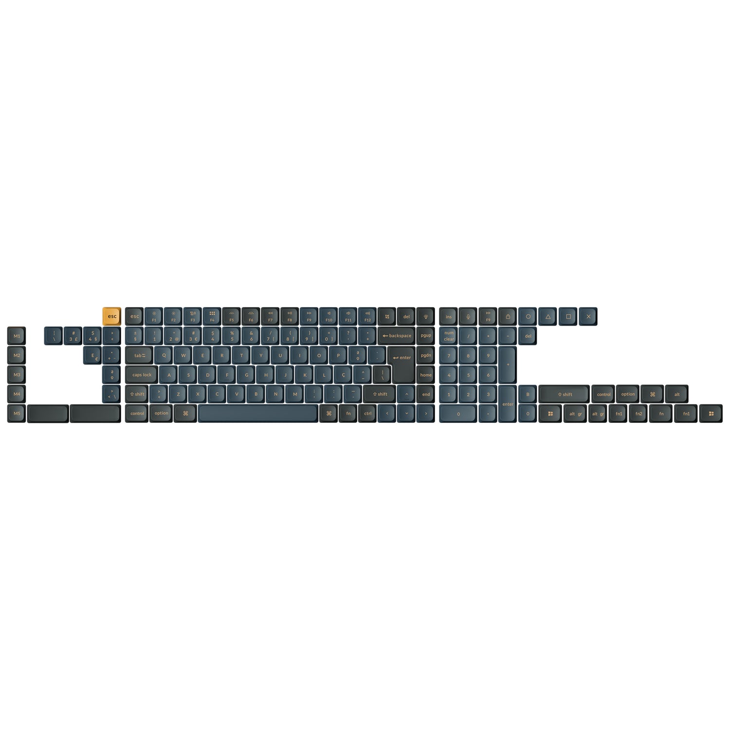 ISO-layoutset met low-profile dubbel-shot PBT LSA-keycaps