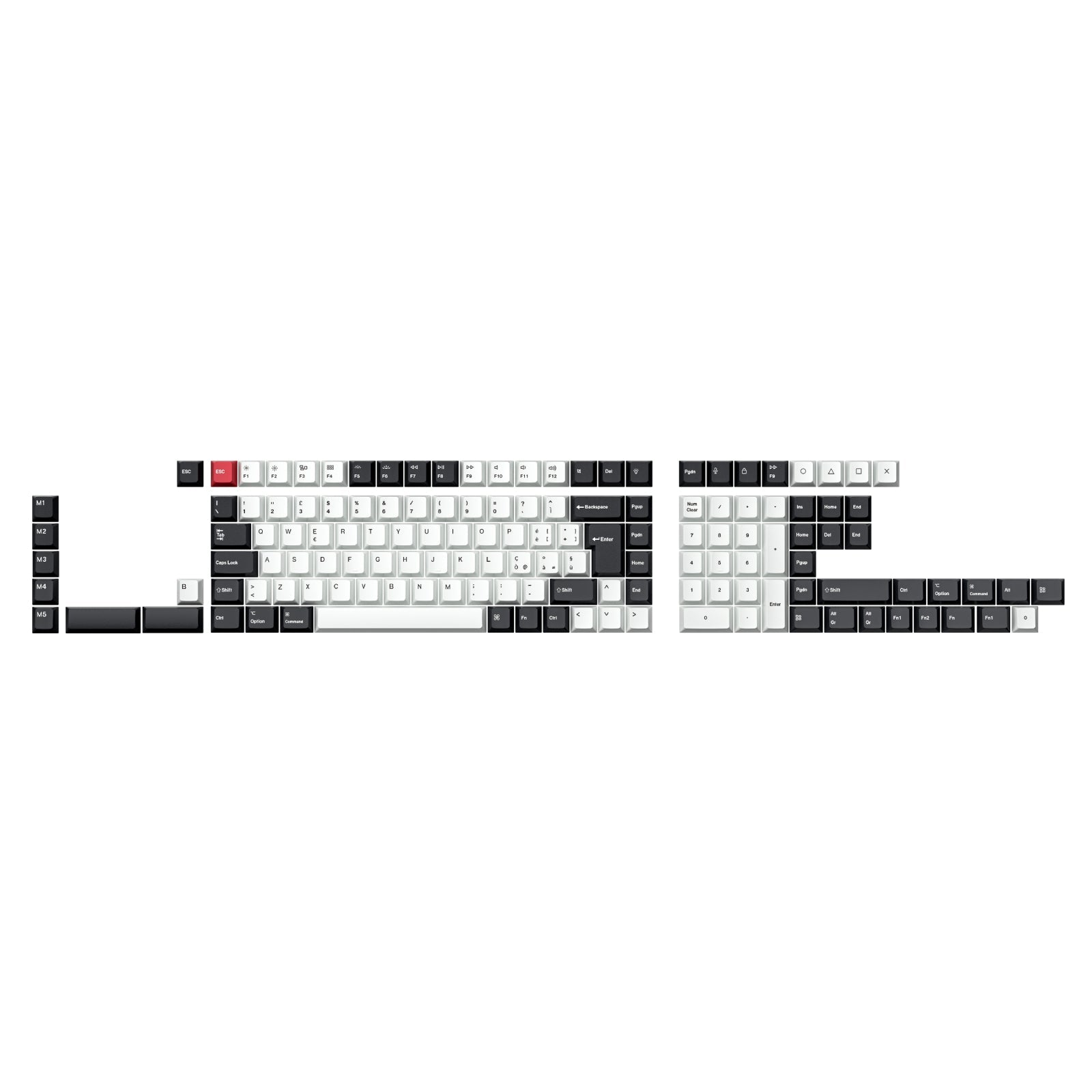 ISO Layout Profile Dye-Sub PBT Full Keycap Set - Black and White