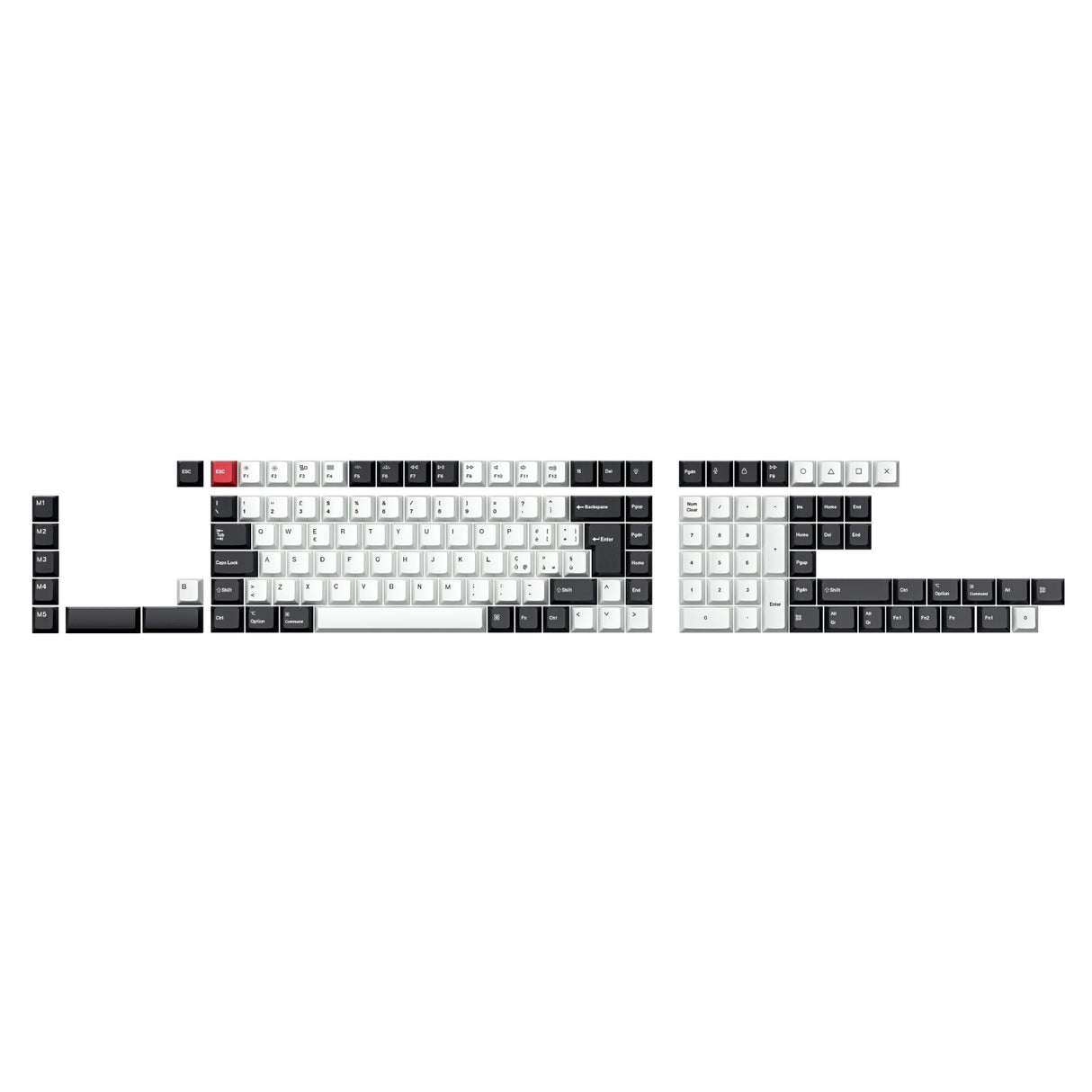 ISO Layout Profile Dye-Sub PBT Full Keycap Set - Black and White