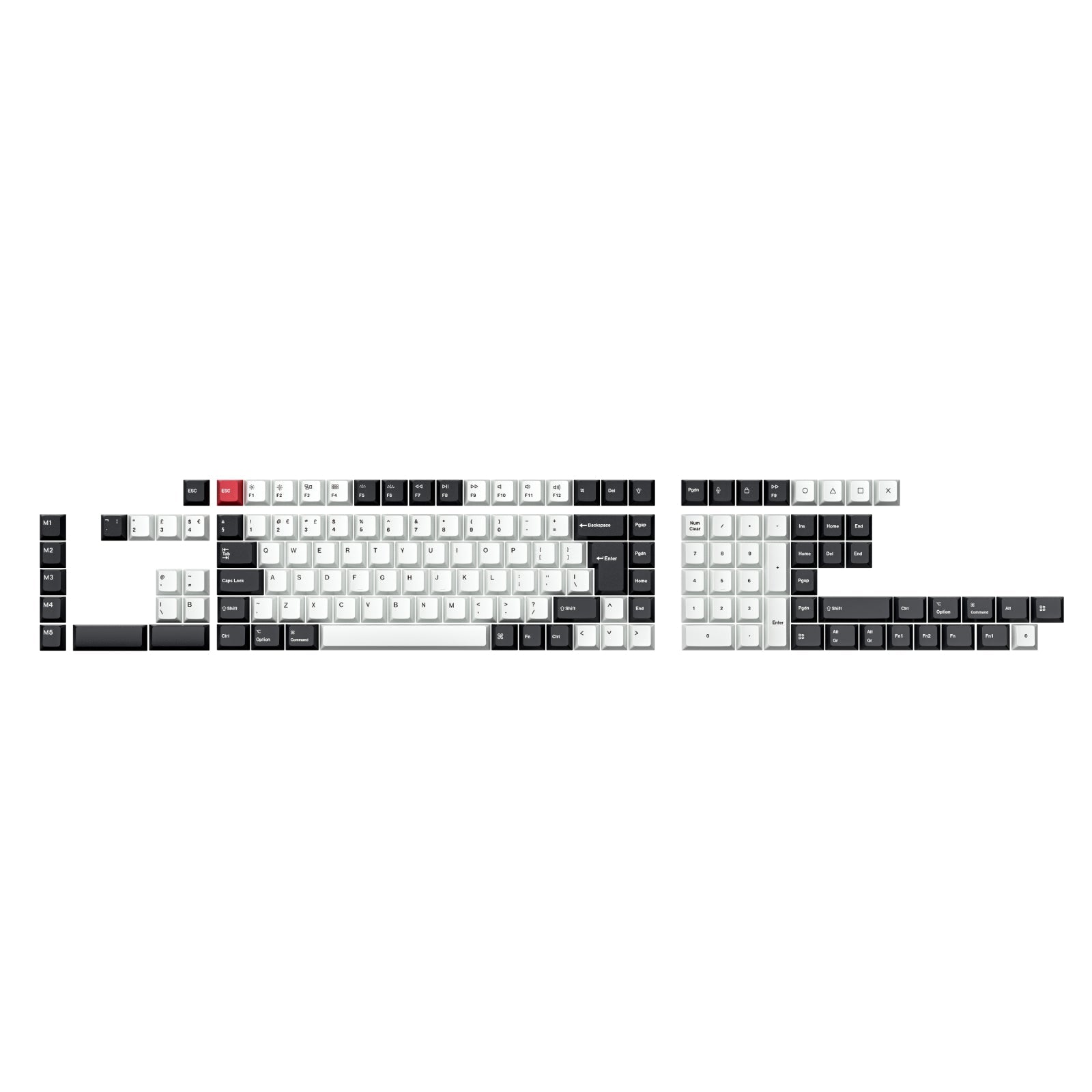 ISO Layout Profile Dye-Sub PBT Full Keycap Set - Black and White
