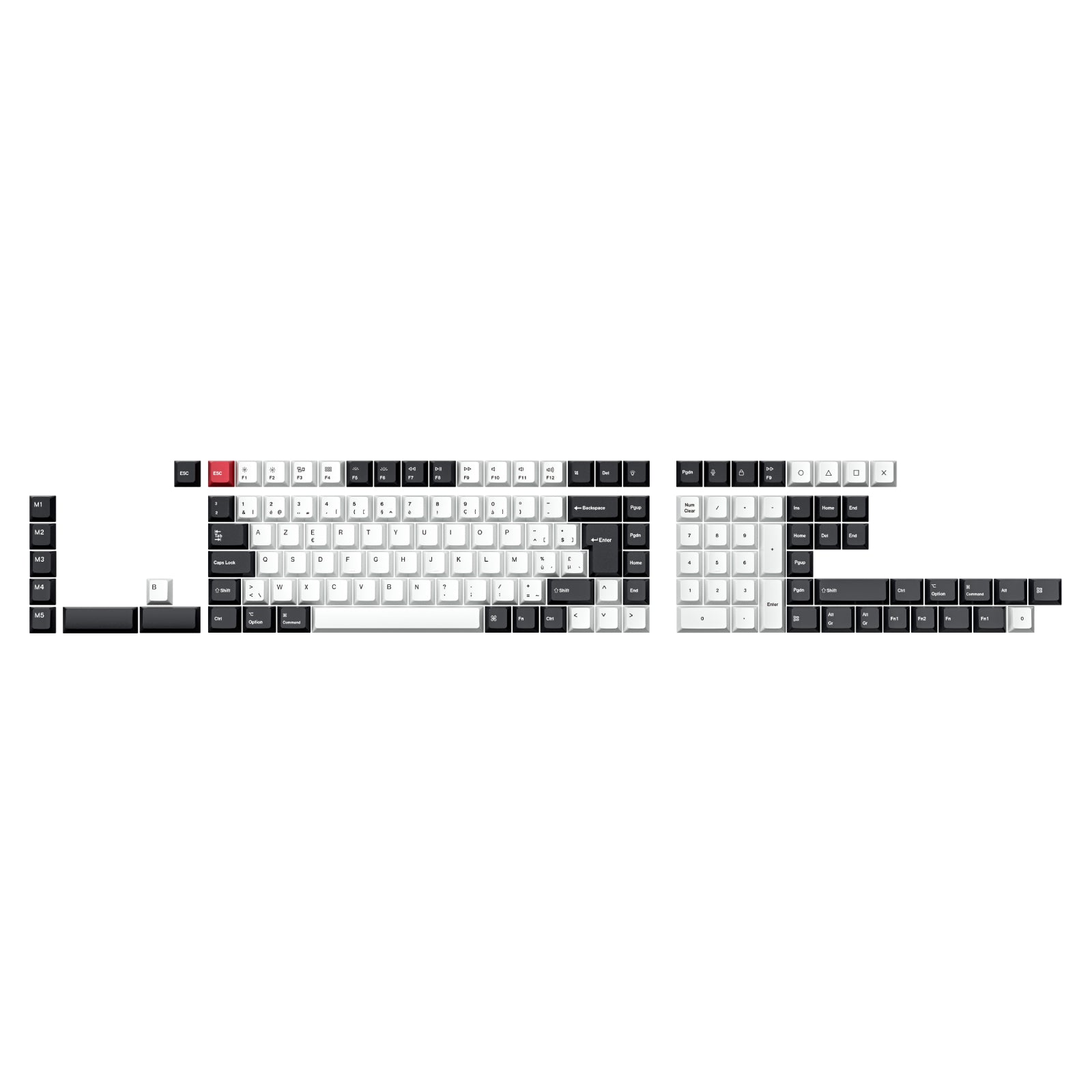 ISO Layout Profile Dye-Sub PBT Full Keycap Set - Black and White