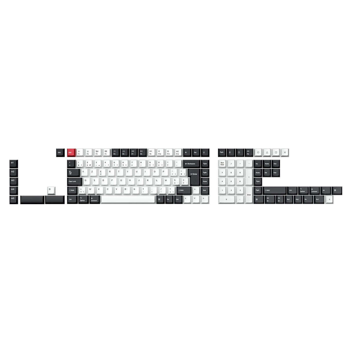 ISO Layout Profile Dye-Sub PBT Full Keycap Set - Black and White
