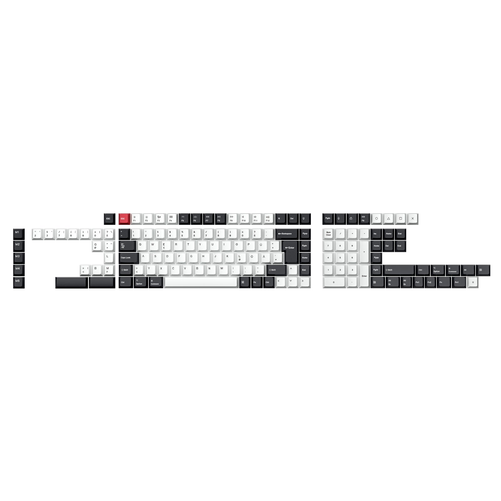 ISO Layout Profile Dye-Sub PBT Full Keycap Set - Black and White