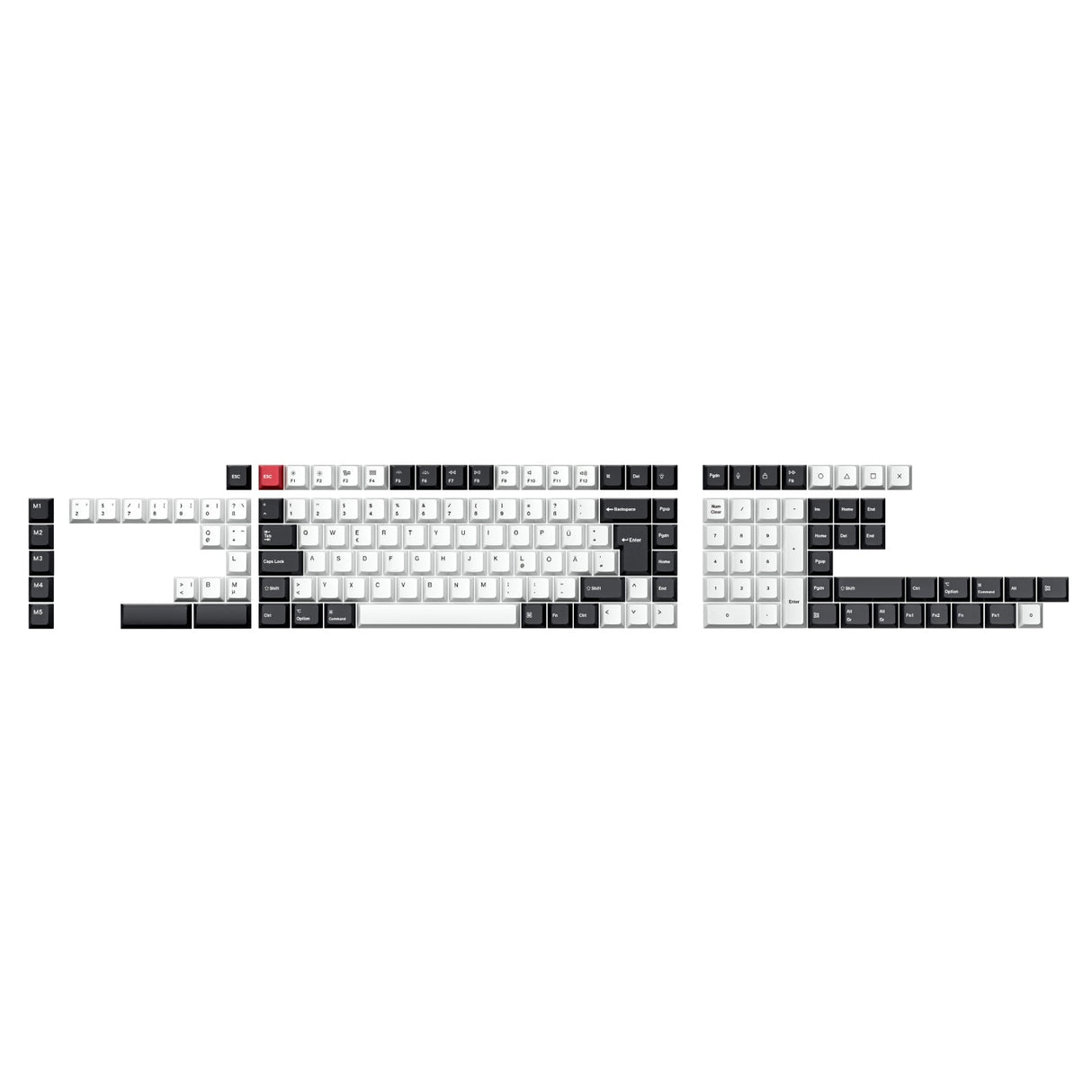 ISO Layout Profile Dye-Sub PBT Full Keycap Set - Black and White