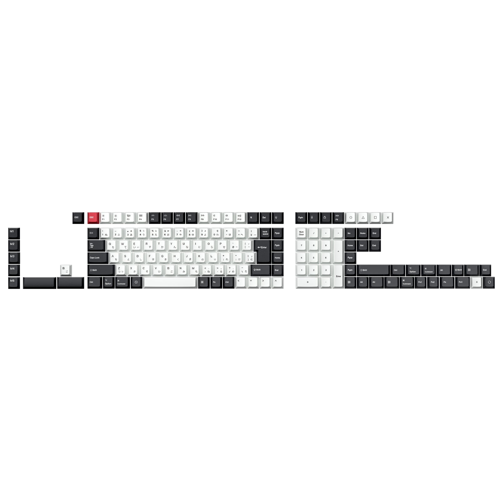 ISO Layout Profile Dye-Sub PBT Full Keycap Set - Black and White