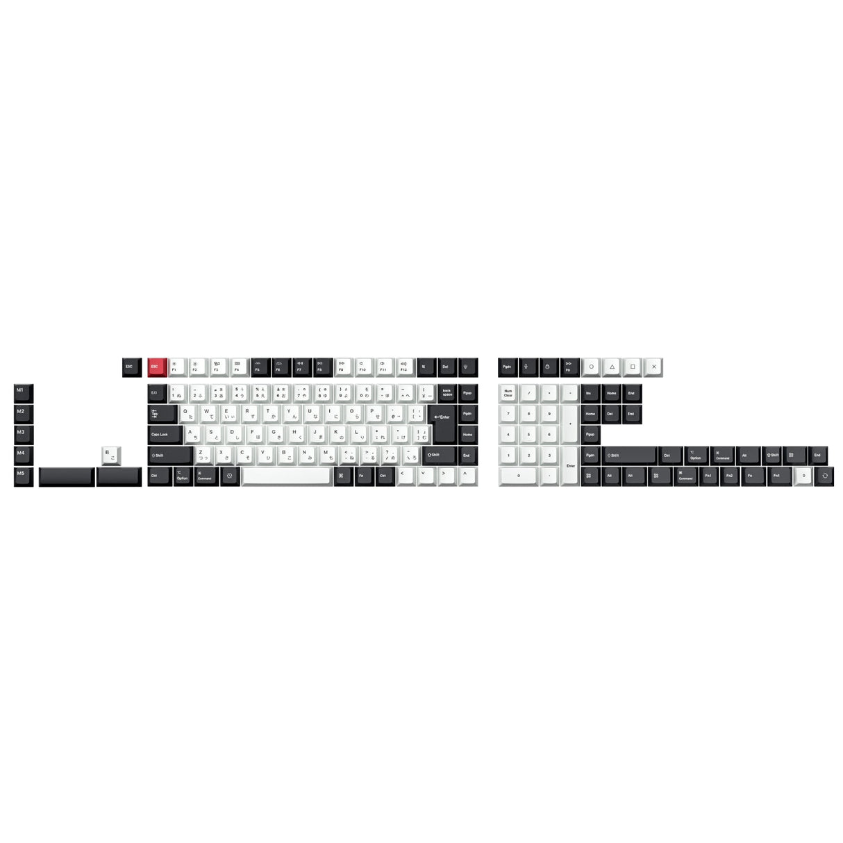 ISO Layout Profile Dye-Sub PBT Full Keycap Set - Black and White