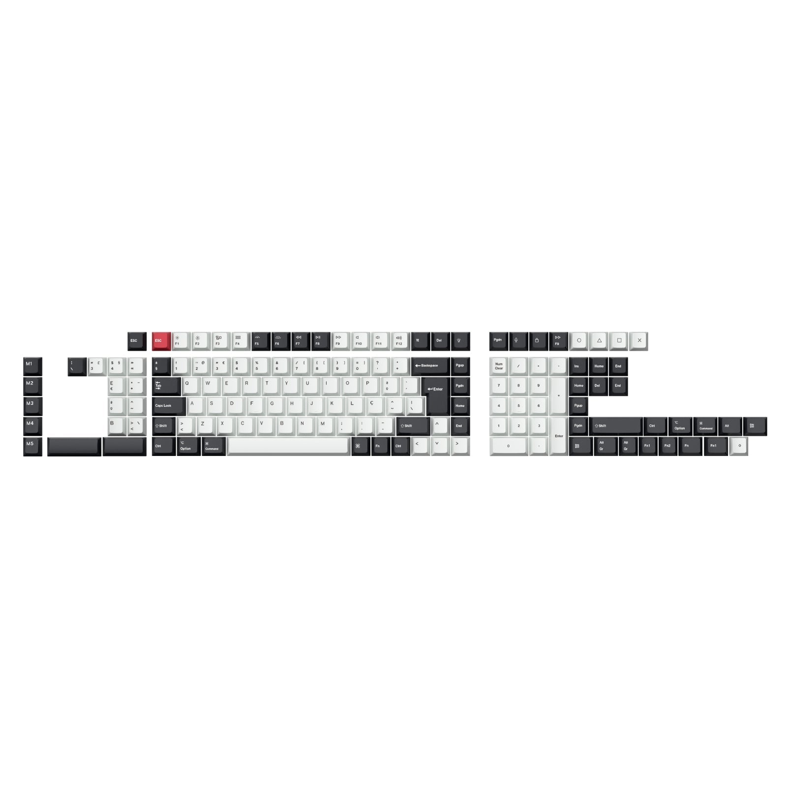 ISO Layout Profile Dye-Sub PBT Full Keycap Set - Black and White