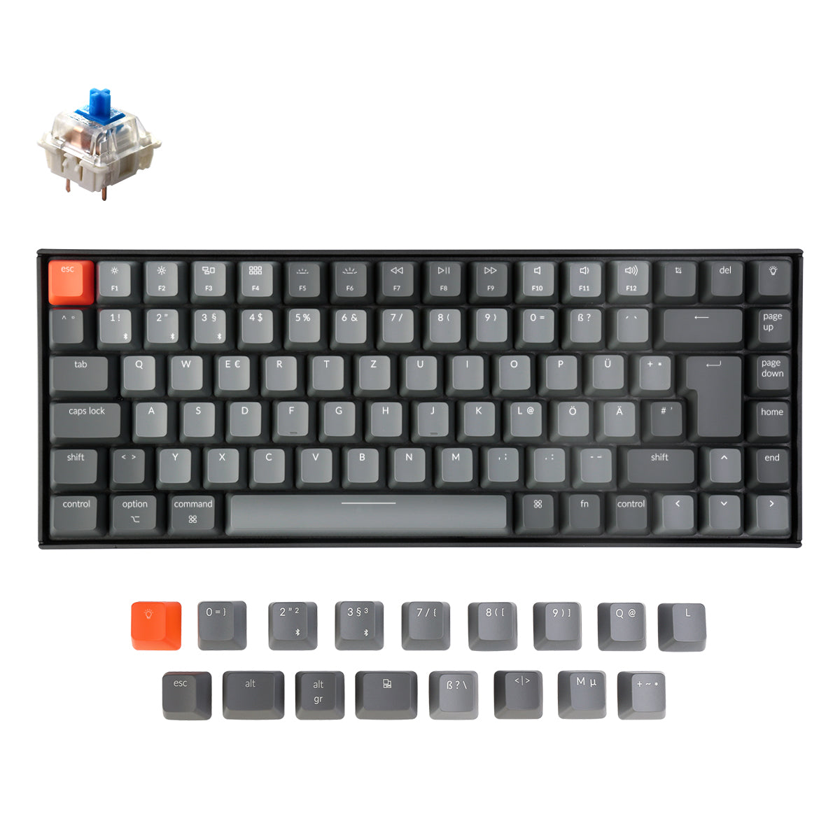 Keychron K2 Draadloos Mechanisch Toetsenbord (Duitse ISO-DE Indeling) - Versie 2